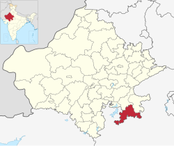 Location of Jhalawar district in Rajasthan