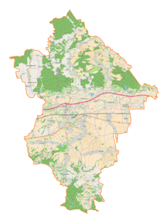 Mapa konturowa powiatu łańcuckiego, po lewej znajduje się punkt z opisem „Czarna”