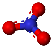 Ball-and-stick model of the nitrate ion