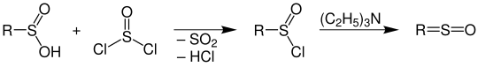 Reaktion von Sulfinsäuren mit Thionylchlorid zu Thioaldehydoxide