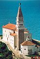 Turm der Kathedrale St. Georg in Piran (Slowenien)