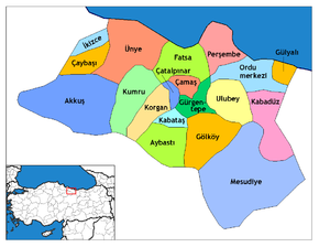 Location of Gölköy within Turkey.