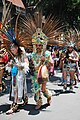 Aztecs celebrate a festival in Mexico City in traditional clothing