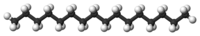 Ball and stick model of hexadecane