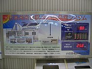 改札内にある、太陽光発電システムを説明する看板（2004年11月）