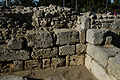 Detail of the construction showing rubble core and worked stone facing.