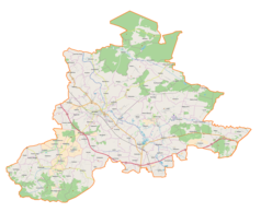 Mapa konturowa powiatu jarosławskiego, w centrum znajduje się punkt z opisem „Tuczempy”