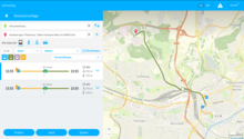 Transit information display from Digitransit Ulm derived from GTFS data