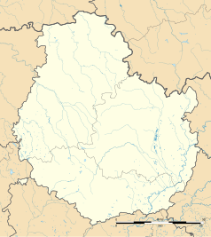 Mapa konturowa Côte-d’Or, po lewej nieco na dole znajduje się punkt z opisem „La Motte-Ternant”