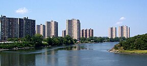 Co-op City, as seen from the east, sits along the Hutchinson River.