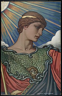 Cabeza de Minerva, Elihu Vedder, 1896. Estudio preparatorio. Óleo sobre lienzo, 125 × 80 cm