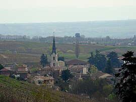 The church and surrounding buildings in Le Perréon