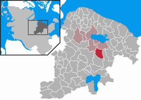 Poziția Mucheln pe harta districtului Plön