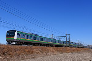 宇都宮線を走るE233系3000番台 （東大宮駅 - 蓮田駅間、2021年2月）