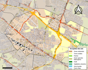 Carte en couleurs présentant l'occupation des sols.