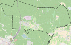 Mapa konturowa Miasteczka Śląskiego, u góry nieco na prawo znajduje się punkt z opisem „Pasieki”