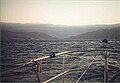 Tank and keel in tow - Catalina Isthmus in the background.