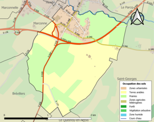 Carte en couleurs présentant l'occupation des sols.