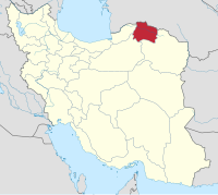 Map of Iran with उत्तर खोरसान highlighted.