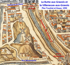 Bonne Nouvelle en 1550 (plan Hoyau et Truschet).