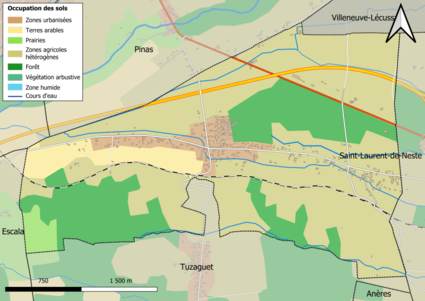 Carte en couleurs présentant l'occupation des sols.