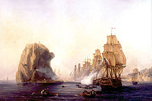 Combat naval lors de la Bataille de la Martinique (1779), vu par Auguste-Louis de Rossel de Cercy