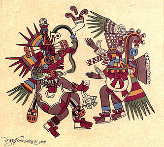 Quetzalcóatl y Tezcatlipoca, Códiz Borbónicu.