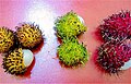 Three colors of rambutan