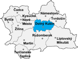 Location of Dolni Kubīnas apriņķis