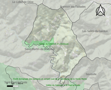 Carte de la ZNIEFF de type 1 sur la commune.