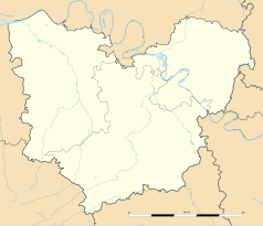 Mapa konturowa Eure, blisko prawej krawędzi u góry znajduje się punkt z opisem „Gisors”