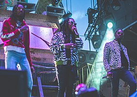 Migos performing at the 2017 Veld Festival. From left to right: Quavo, Takeoff, and Offset