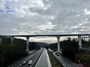 Le viaduc enjambant la N118 à Orsay en janvier 2024.