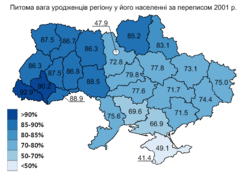 Podíl osob majících stejné bydliště a místo narození (v rámci administrativní jednotky) na celkovém obyvatelstvu jednotlivých oblastí