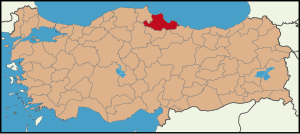 Localização da província de Samsun na Turquia