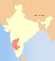 Thumbnail map of India with Karnataka highlighted