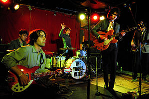 The Young Veins performing at Jack Rabbits in Jacksonville, FL on March 27, 2010. Left to right: White, Walker, Murray, Ross, Soukal