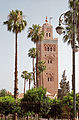 Minaret van de 12de eeuwse Koutoubia-moskee van Marrakesh in Marokko