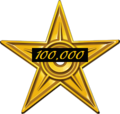 100,000 Edit Star for completing 100,000 edits globally. Current count: Total edits 126k Enwiki 95k (2003–, #960) Nlwiki 25k (2003–07, #321) Hewiki 3k (2003–) Dewiki, Wikidata: 1k Commons: 200 Itwiki, Meta, Simple: 100