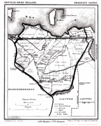 Gemeente Sloten in 1868. De Sloterpolder is gelegen tussen Sloten, Sloterdijk en de Kostverlorenvaart. In het midden van de Sloterpolder lag de Sloterdijkermeerpolder.