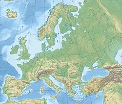 Mapa konturowa Europy, blisko lewej krawiędzi na dole znajduje się punkt z opisem „Kordoba”