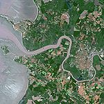 Image satellite de l'embouchure de la Charente et de la ville de Rochefort