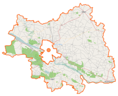 Mapa konturowa powiatu płockiego, na dole po prawej znajduje się punkt z opisem „Nowy Reczyn”