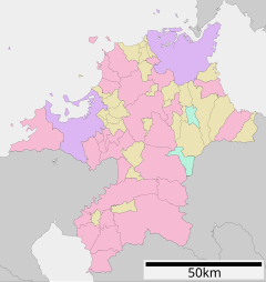 福岡県立三池工業高等学校の位置（福岡県内）