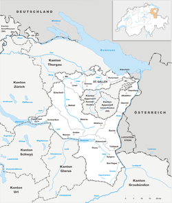 Map of the Canton of St. Gallen