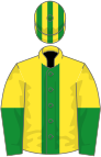 Yellow, green stripe, halved sleeves, striped cap