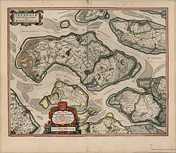 Schouwen-Duiveland af Blaeu ca. 1645