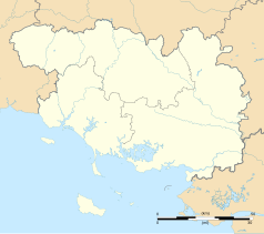 Mapa konturowa Morbihan, blisko centrum na dole znajduje się punkt z opisem „Sarzeau”