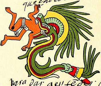 Quetzalcóatl en forma de culiebra emplumada nel Códiz Telleriano-Remensis