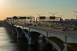 Traffic flowing across the Woodrow Wilson Bridge